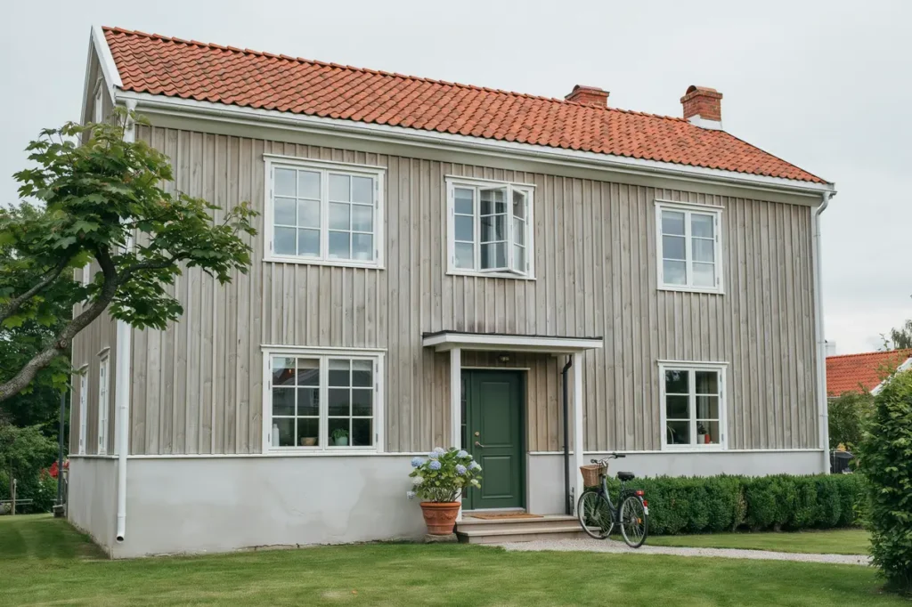 fasadrenovering med ny sockelputs p villa i k lltorp
