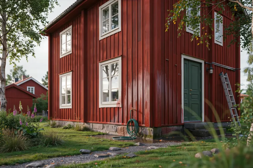 augusti r b sta tiden att tv tta fasaden f huset redo f r h stens regn och rusk